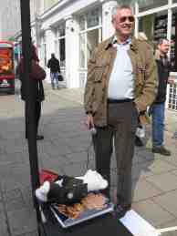 John and auxiliary protesting mascot