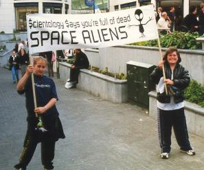 Locals helping out with banner