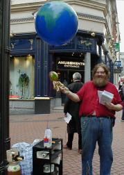 Dave holding on to balloon