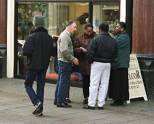 clam trying to get our leaflet back from passer-bys