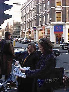 Clam, passer-by and protester