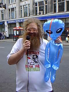 Dave in new T-shirt with inflated alien