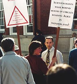 Protester and
harassing clam